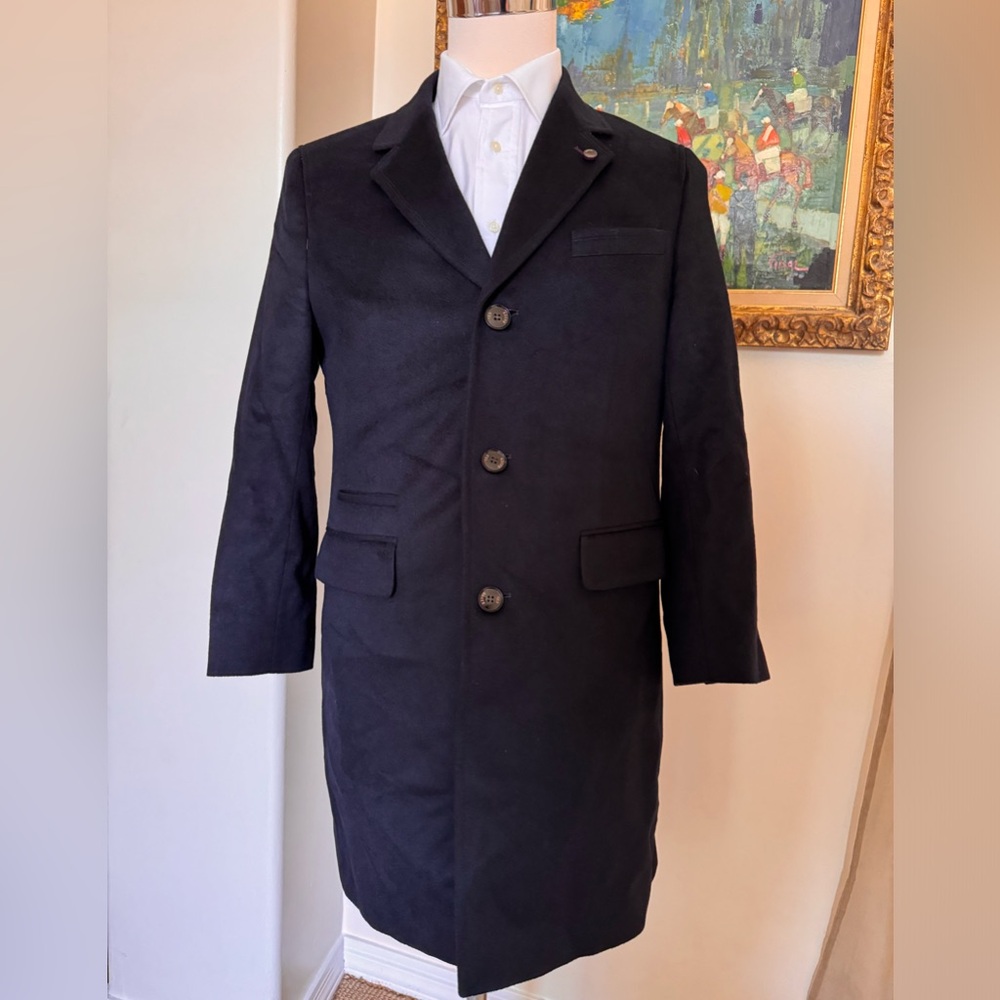 Ted Baker Swish Wool-Cashmere Overcoat In Midnight Navy Size 38 R